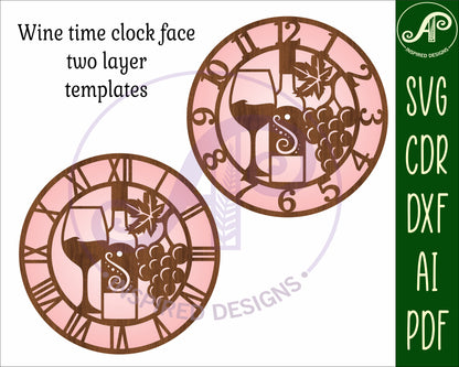 Wine wall clock template designs