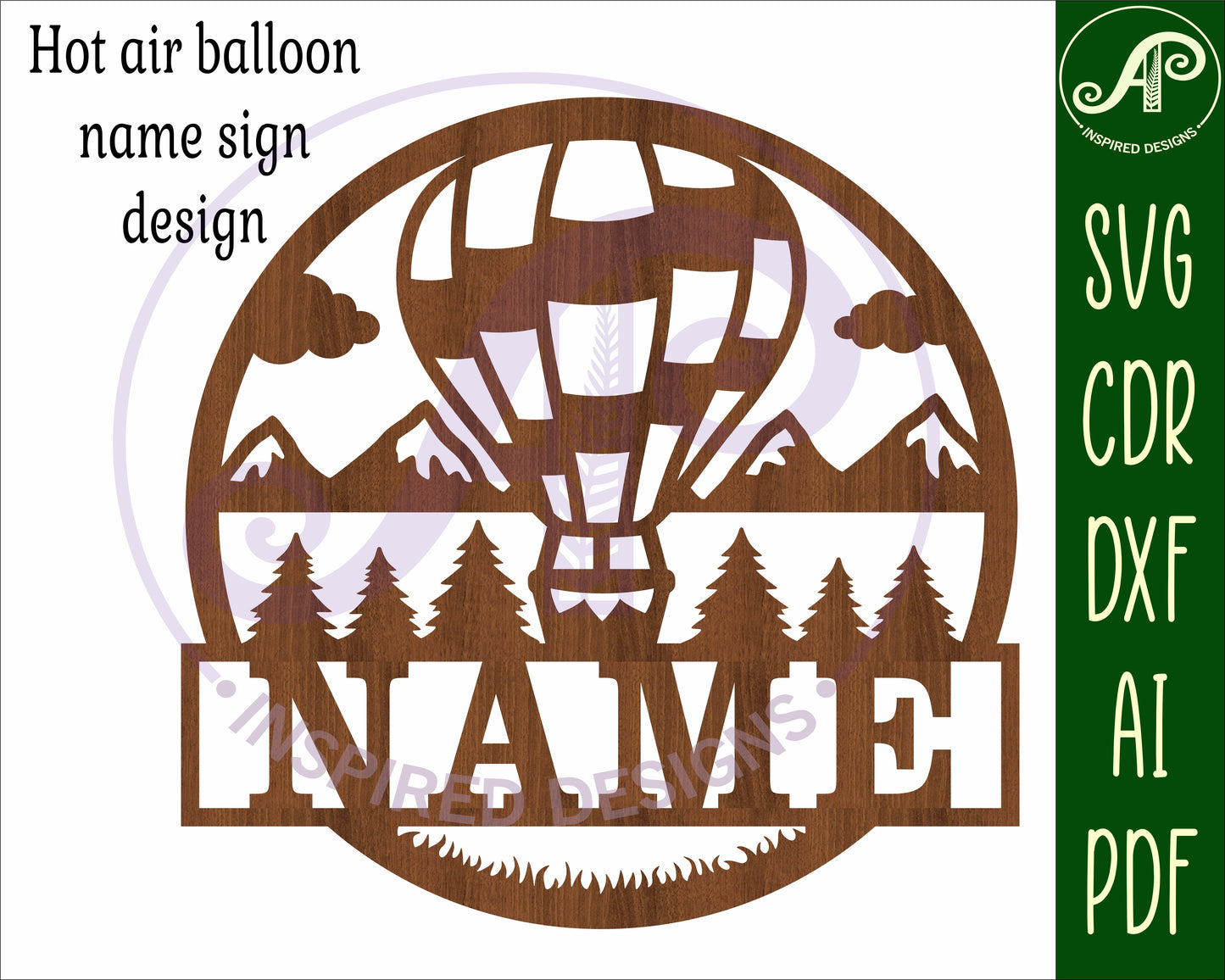 Hot air balloon name wall sign. SVG / DXF / AI / PDF / CDR