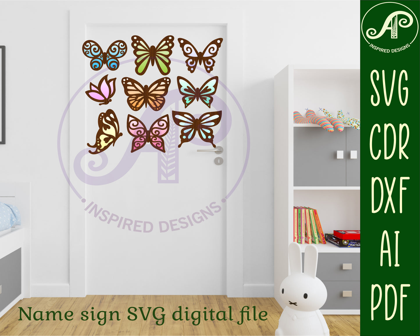 Butterflies designs, 9 silhouette shapes