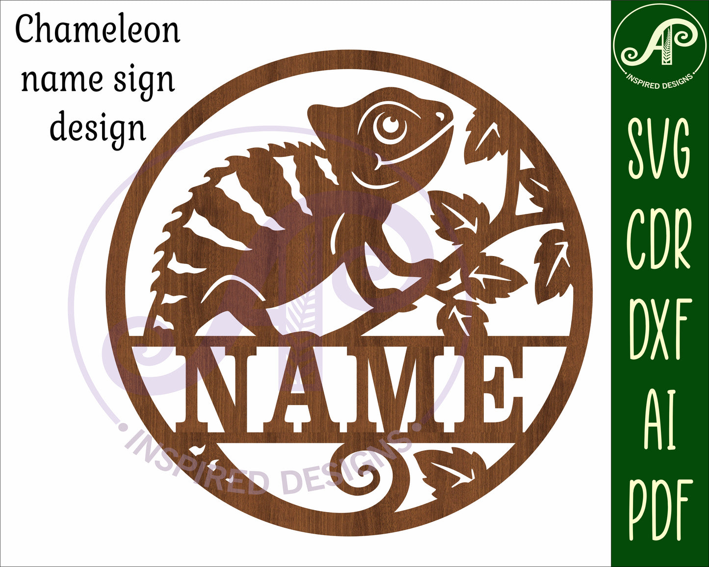 Chameleon name wall sign. SVG / DXF / AI / PDF / CDR