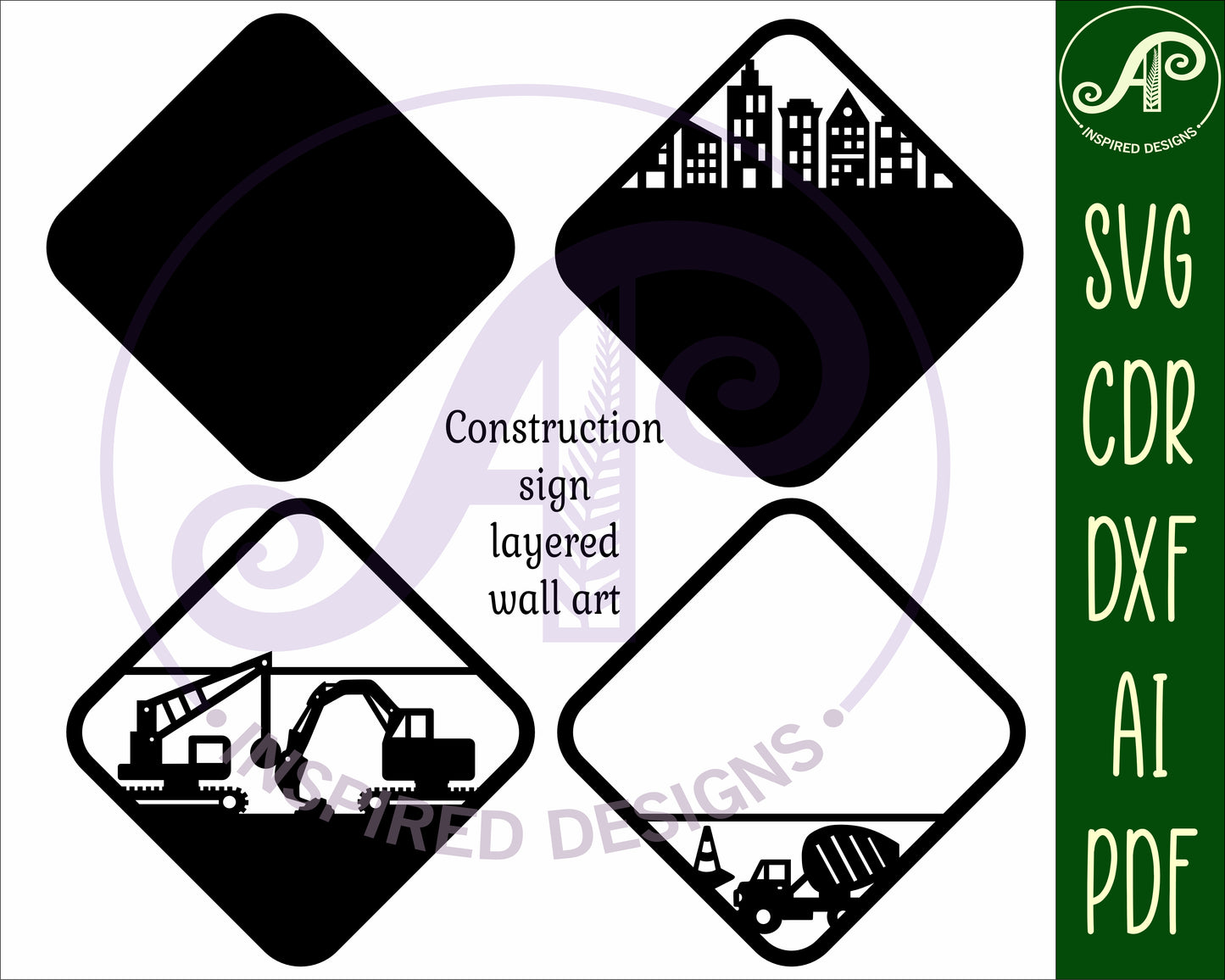 Construction layered wall sign design SVG / DXF / AI / PDF / CDR