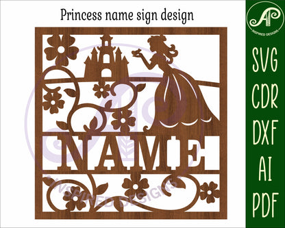 Princess name wall sign. SVG / DXF / AI / PDF / CDR