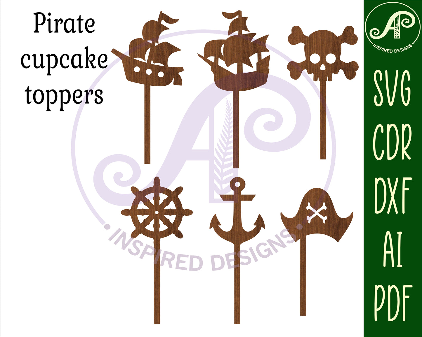 Pirate  cupcake topper design SVG / DXF / AI / PDF / CDR