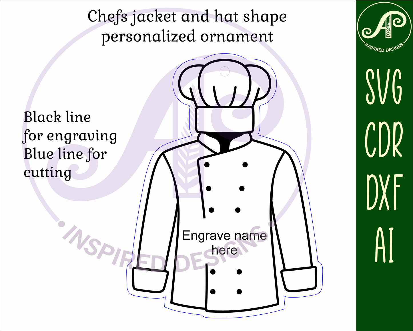 Chef engraved ornament design SVG / DXF / AI