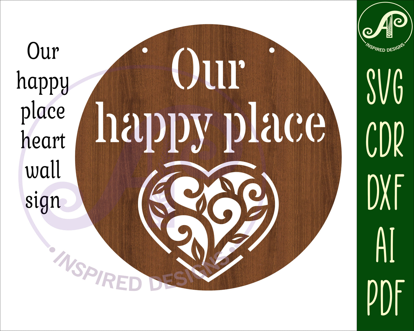 Our happy place wall sign design SVG / DXF / AI / PDF / CDR