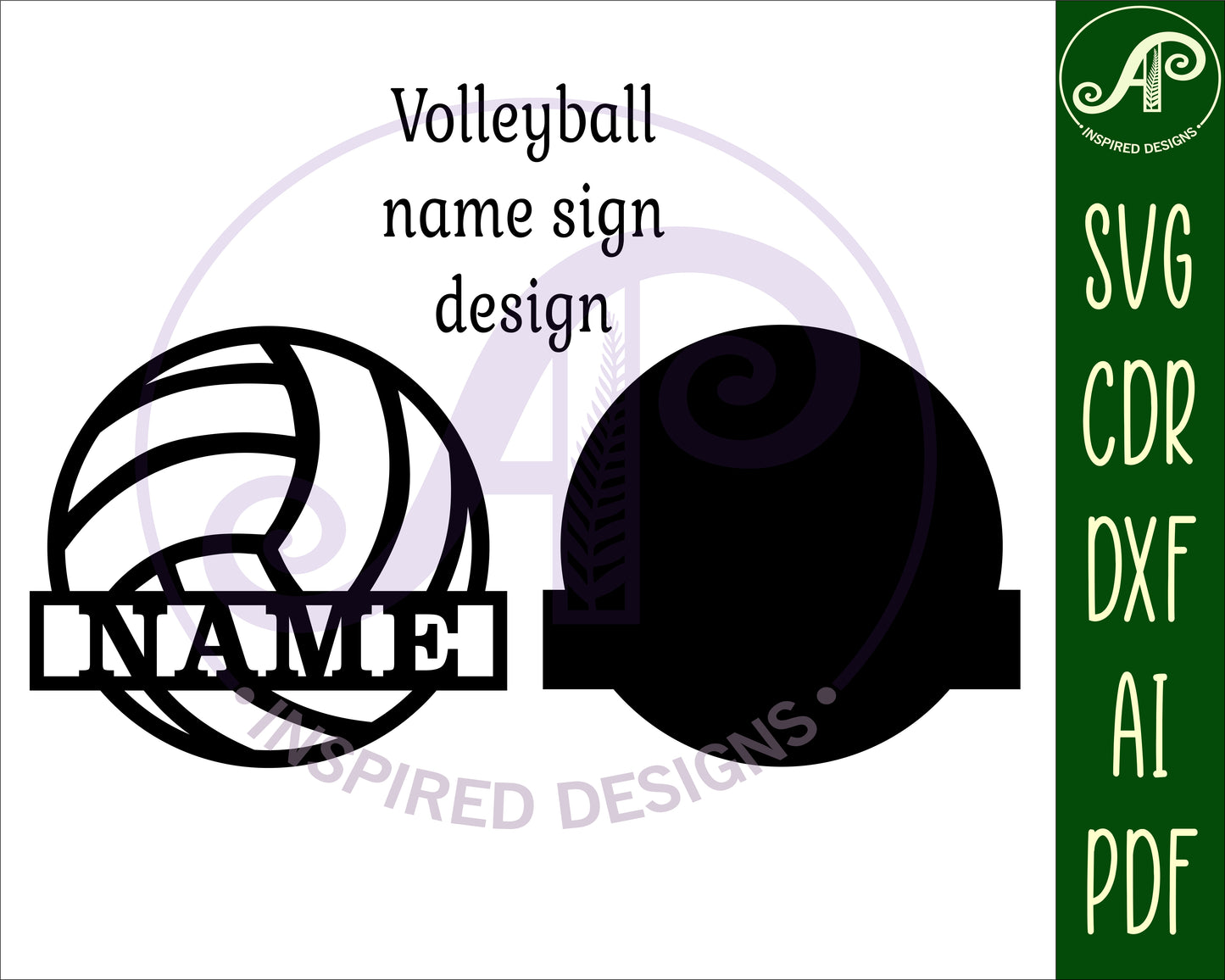 Volleyball shape name sign SVG / DXF / AI / PDF / CDR