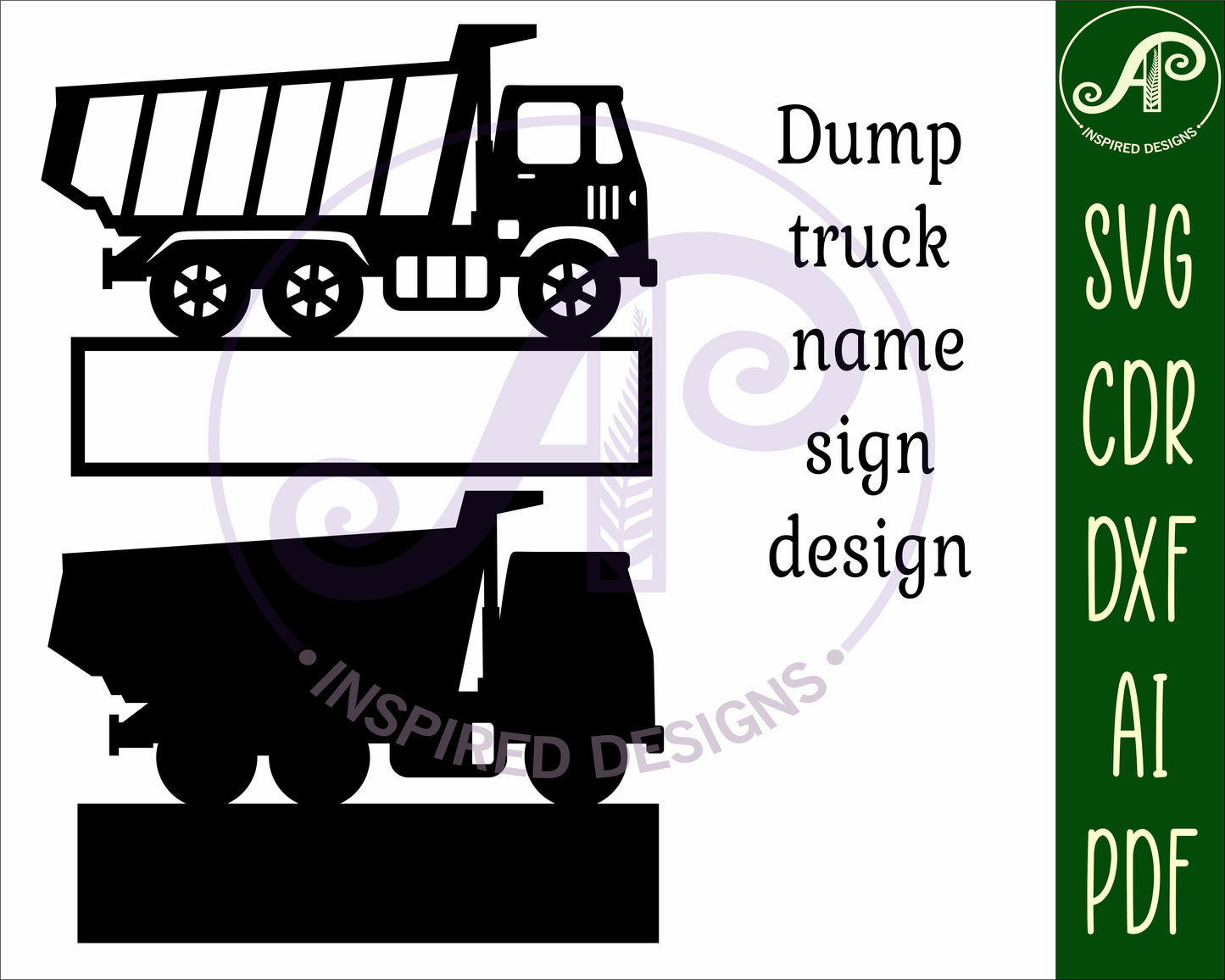 Dump truck shape name sign SVG / DXF / AI / PDF / CDR