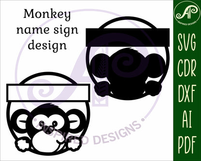 Monkey single name wall sign. SVG / DXF / AI / PDF / CDR