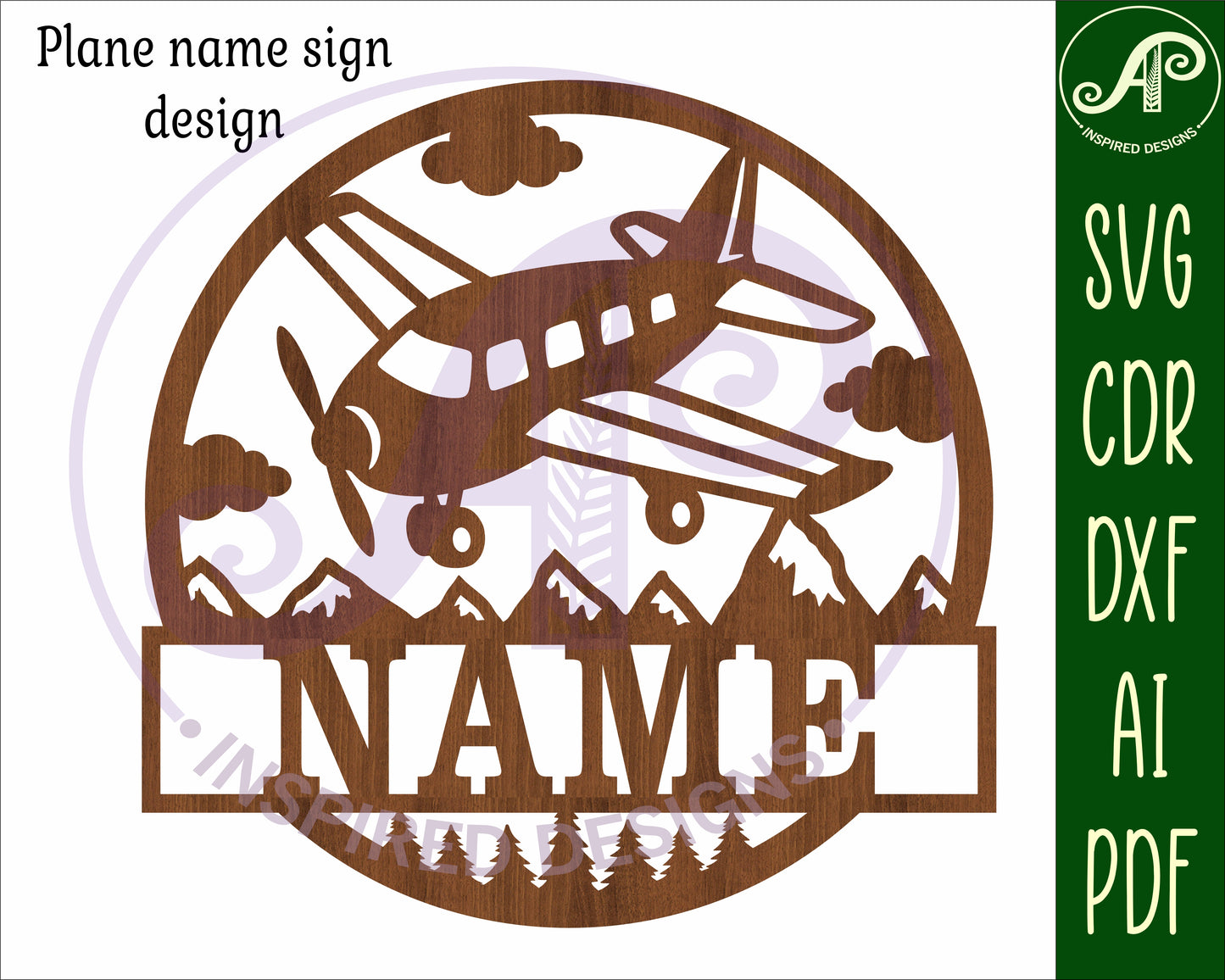 Airplane name wall sign. SVG / DXF / AI / PDF / CDR