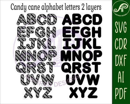 Christmas candy canes alphabet letter set. 26 letter options