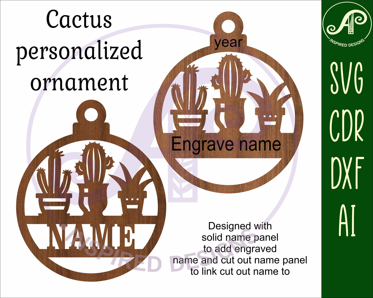 Cactus plants Christmas Ornament SVG laser cut files