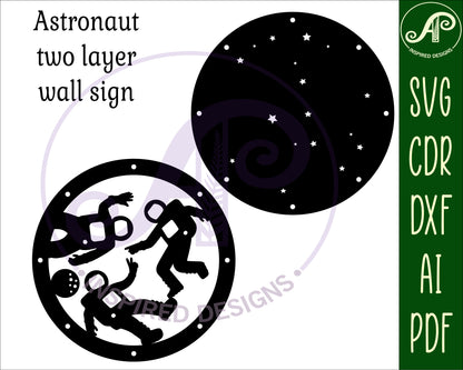 Astronauts wall sign design SVG / DXF / AI / PDF / CDR