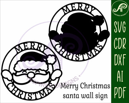 Merry Christmas with Santa wall sign design SVG / DXF / AI / PDF / CDR