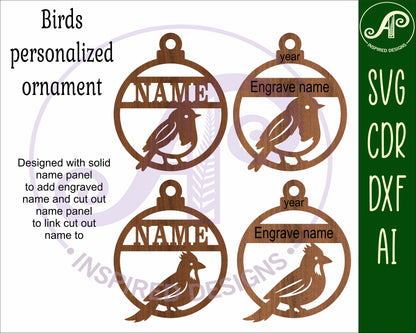 Bird Christmas Ornament SVG laser cut files