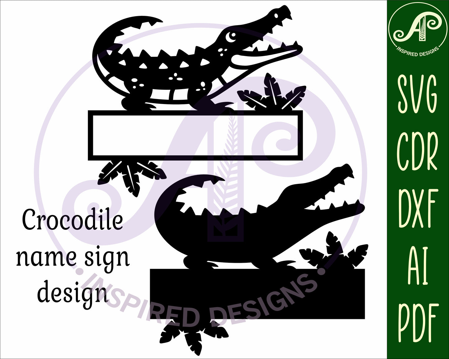 Crocodile shape name sign SVG / DXF / AI / PDF / CDR