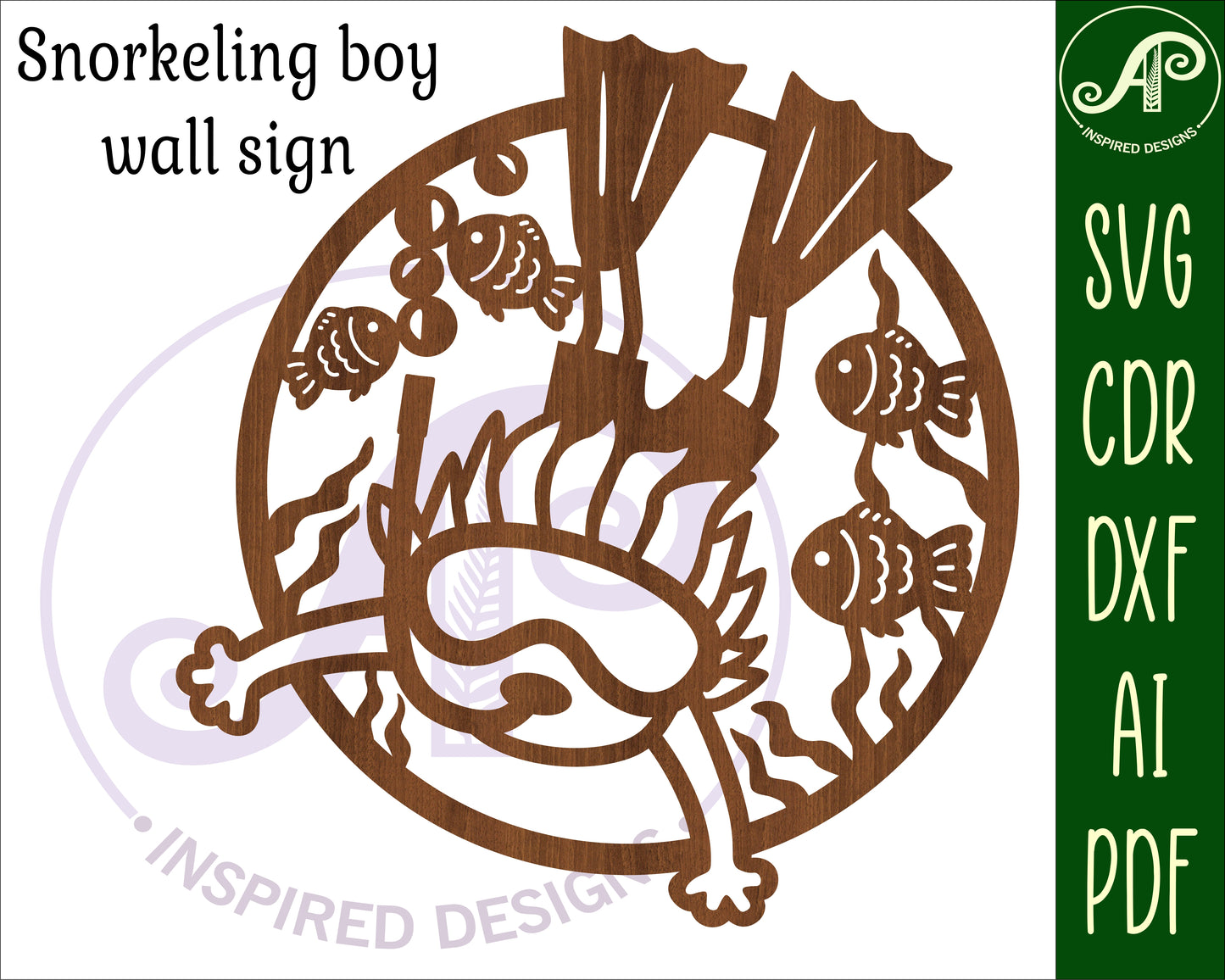 Snorkeling boy wall sign design SVG / DXF / AI / PDF / CDR