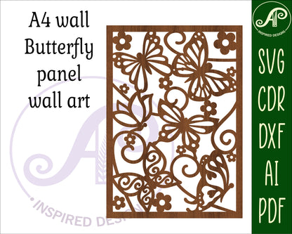 Butterfly A4 wall sign design SVG / DXF / AI / PDF / CDR