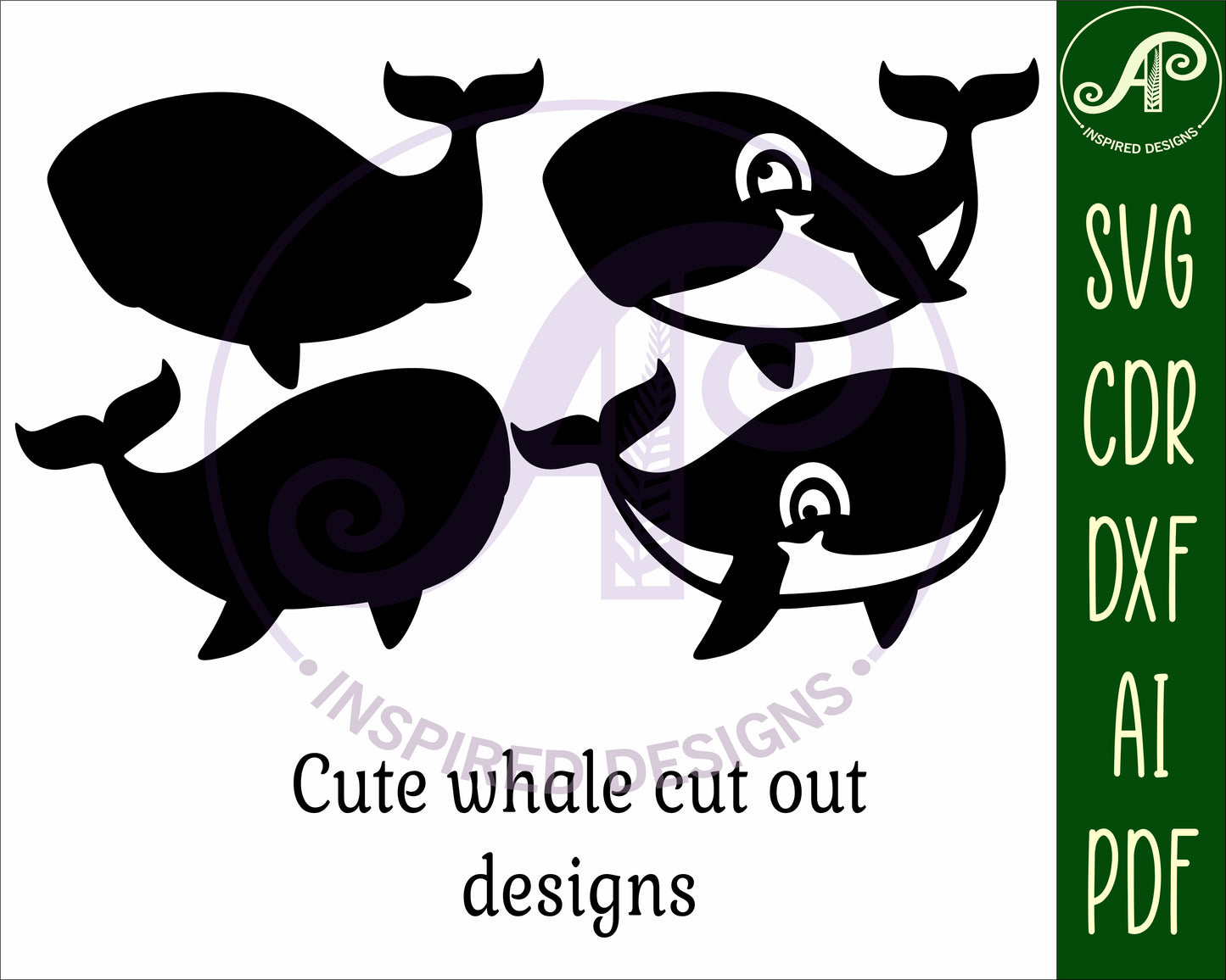 Whale designs,  two layer shapes