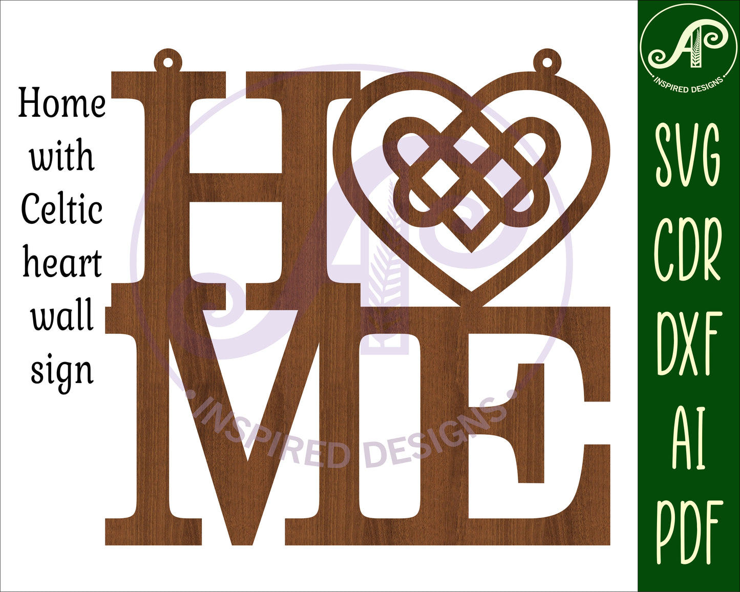 Home with celtic heart  wall sign design SVG / DXF / AI / PDF / CDR