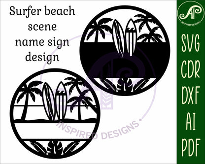 Surfers beach name wall sign. SVG / DXF / AI / PDF / CDR