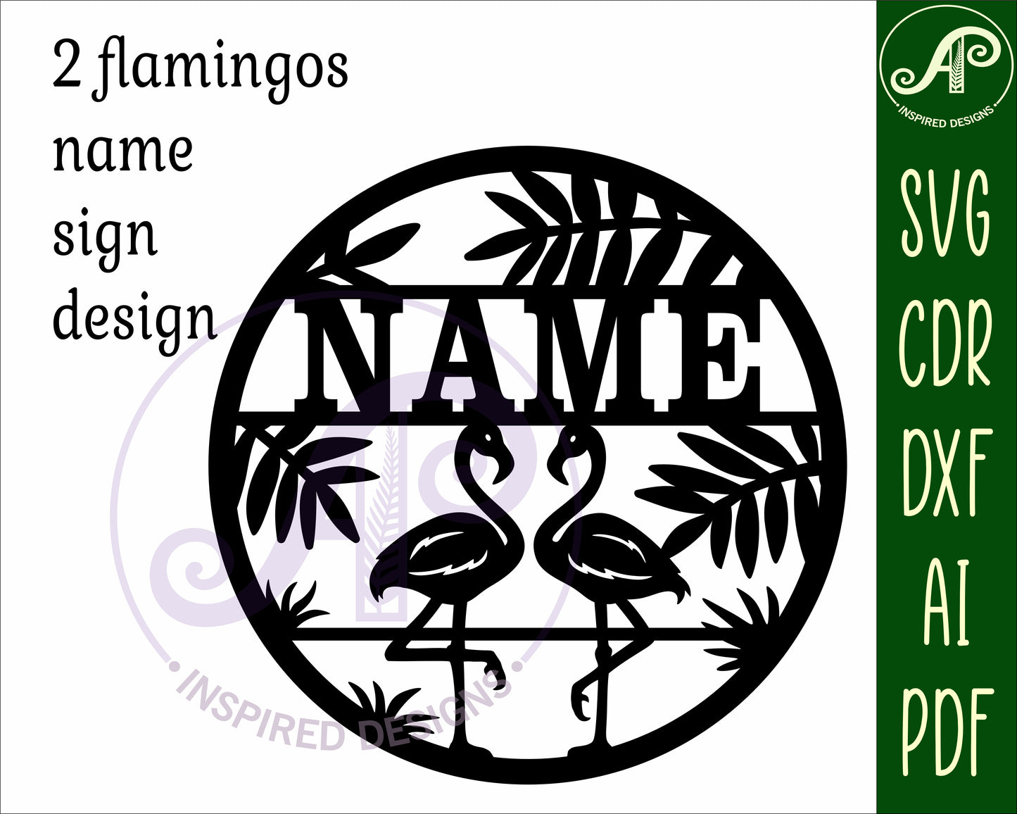 Flamingos name wall sign. SVG / DXF / AI / PDF / CDR