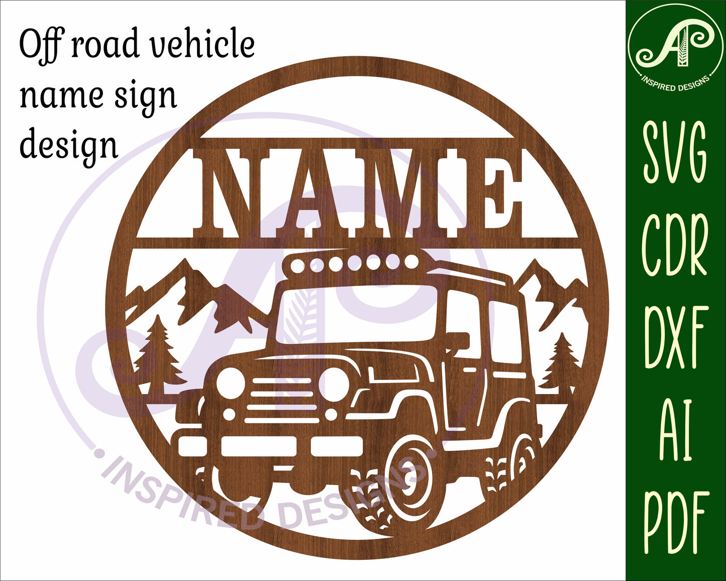 Off road vehicle name wall sign. SVG / DXF / AI / PDF / CDR