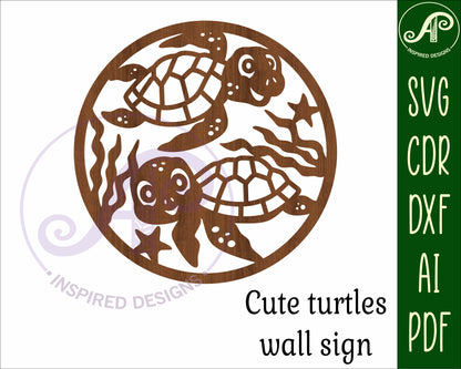 cute turtle wall sign design SVG / DXF / AI / PDF / CDR