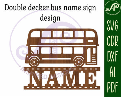 Double decker bus shape name sign SVG / DXF / AI / PDF / CDR