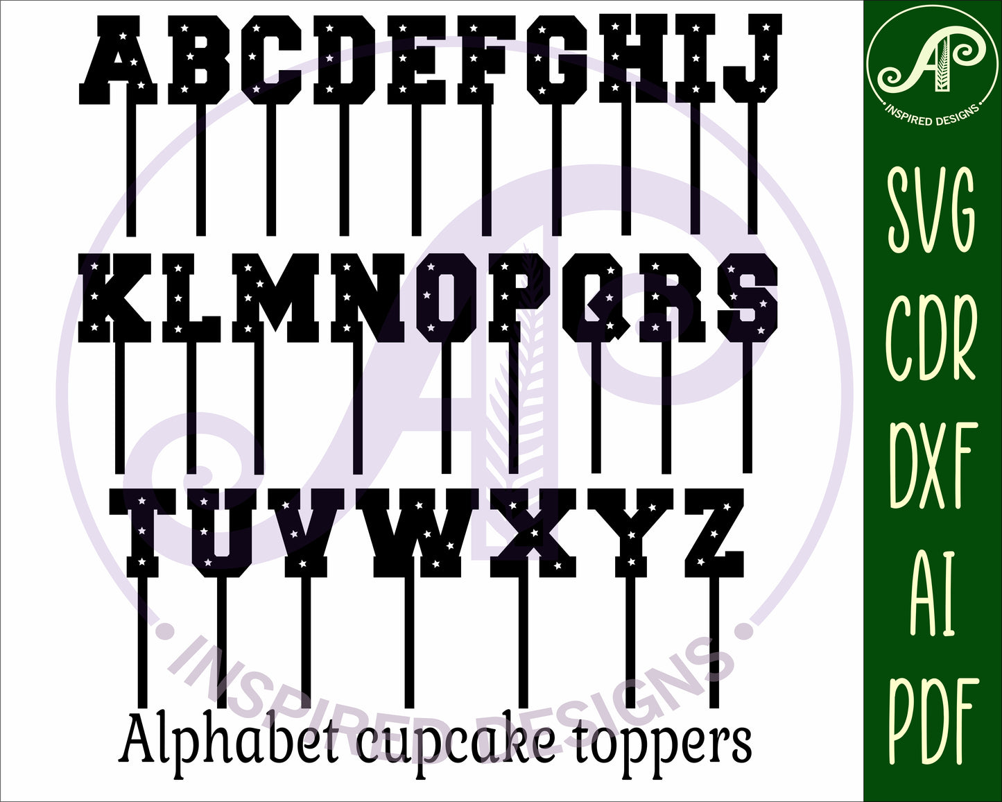 Star alphabet topper designs SVG / DXF / AI / PDF / CDR