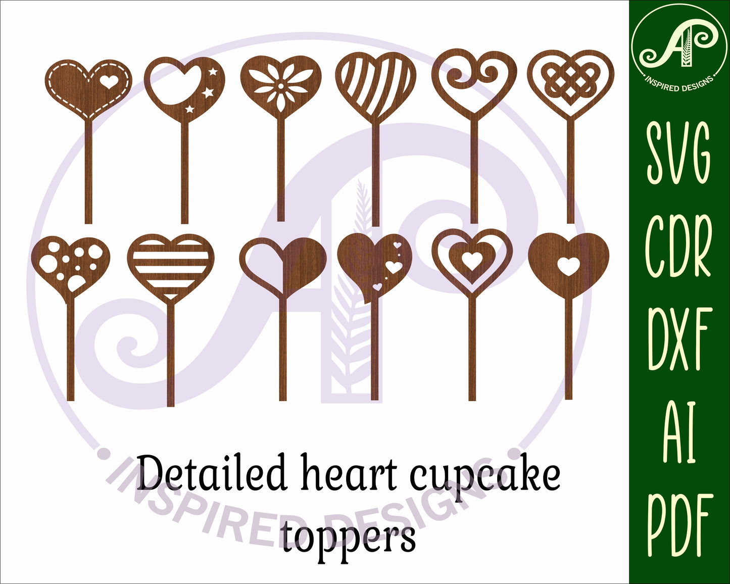 Hearts cupcake topper design SVG / DXF / AI / PDF / CDR