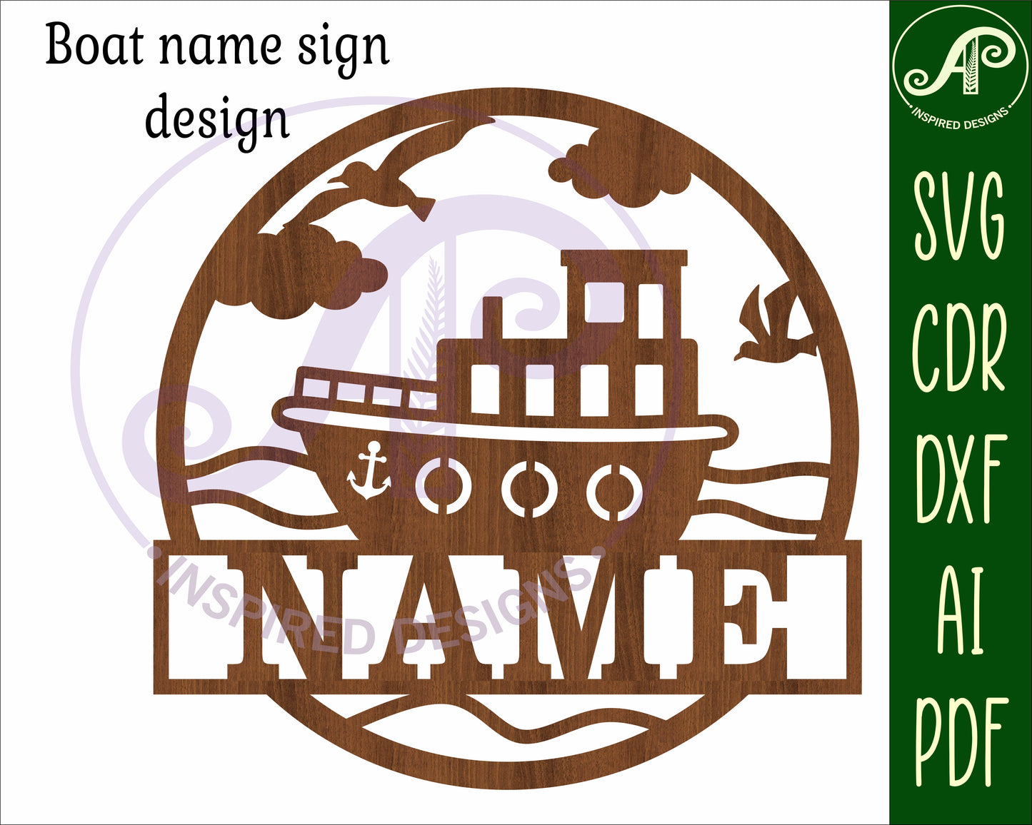 Boat name wall sign. SVG / DXF / AI / PDF / CDR