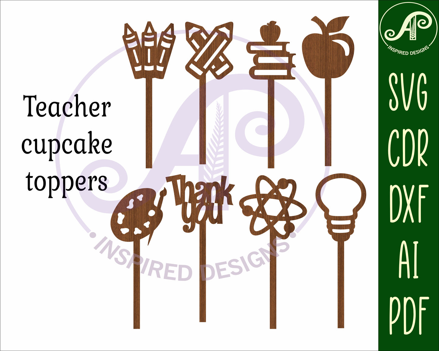 Teacher cupcake topper design SVG / DXF / AI / PDF / CDR