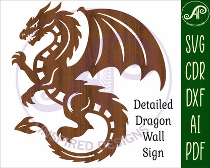 Detailed dragon design 1 wall sign design SVG / DXF / AI / PDF / CDR (Copy)