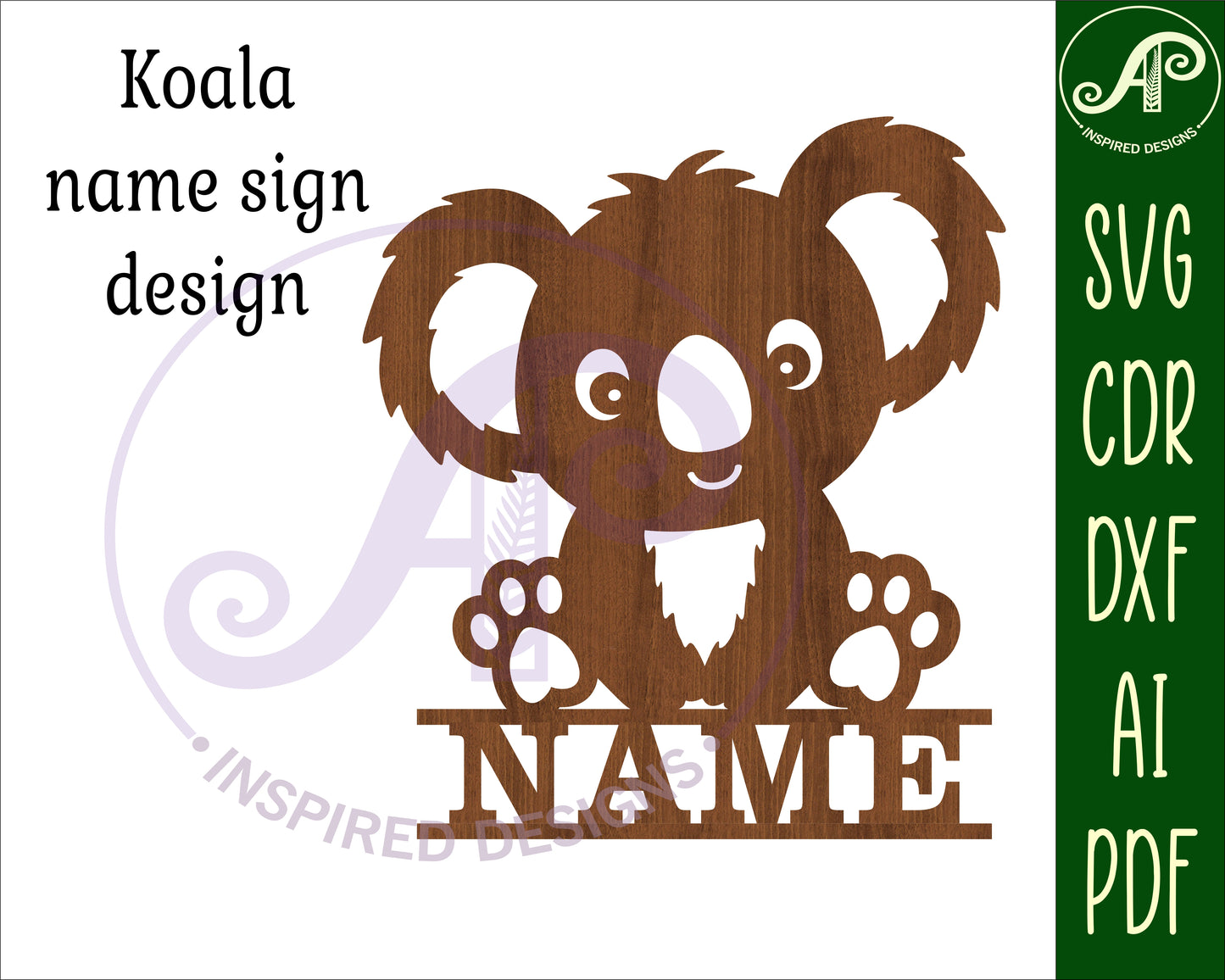 Koala shape name sign SVG / DXF / AI / PDF / CDR