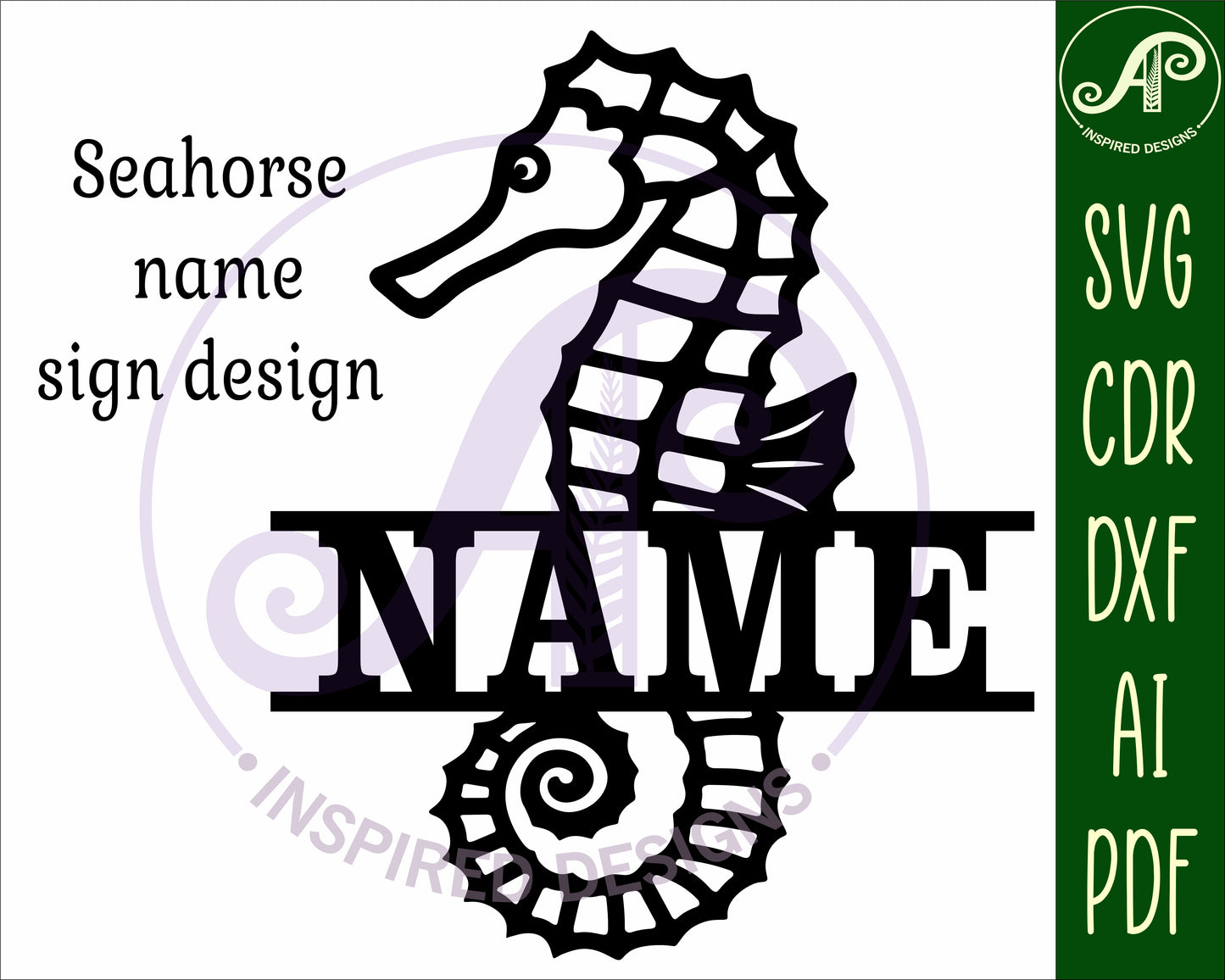 Seahorse name sign SVG / DXF / AI / PDF / CDR