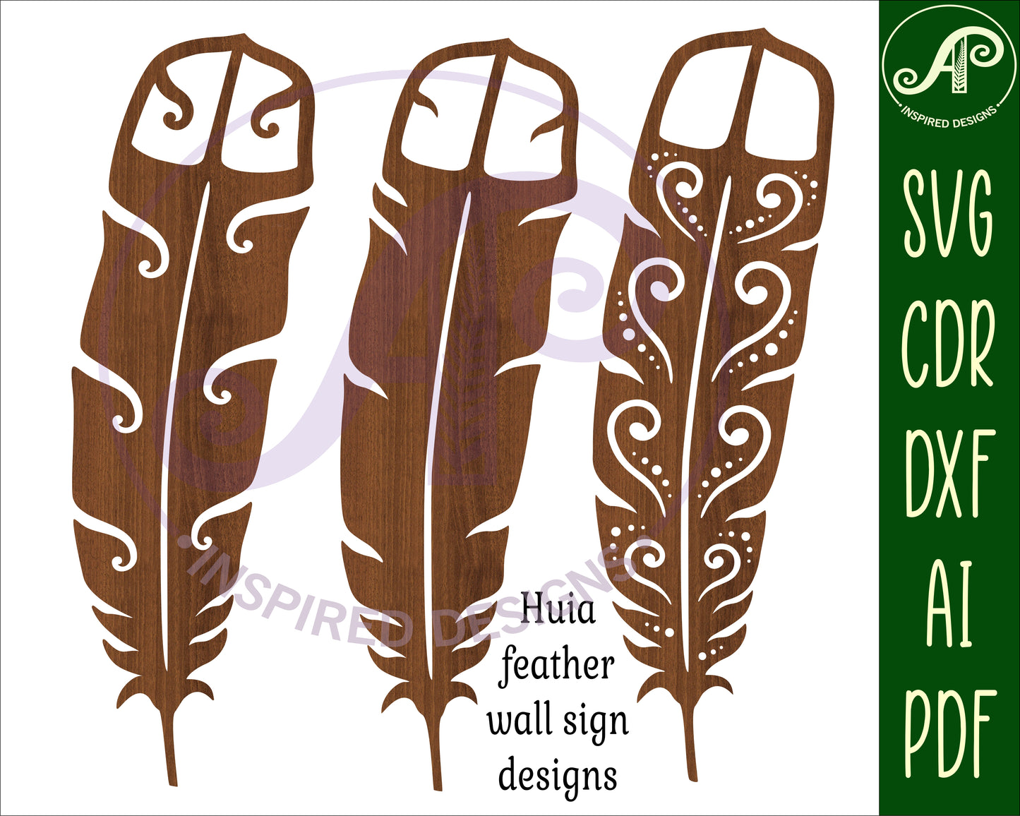 Huia Feathers NZ wall sign design SVG / DXF / AI / PDF / CDR