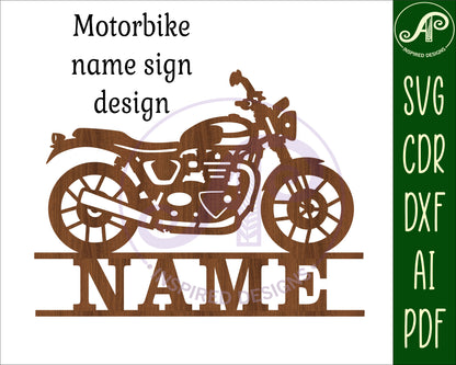 Motorbike shape name sign SVG / DXF / AI / PDF / CDR