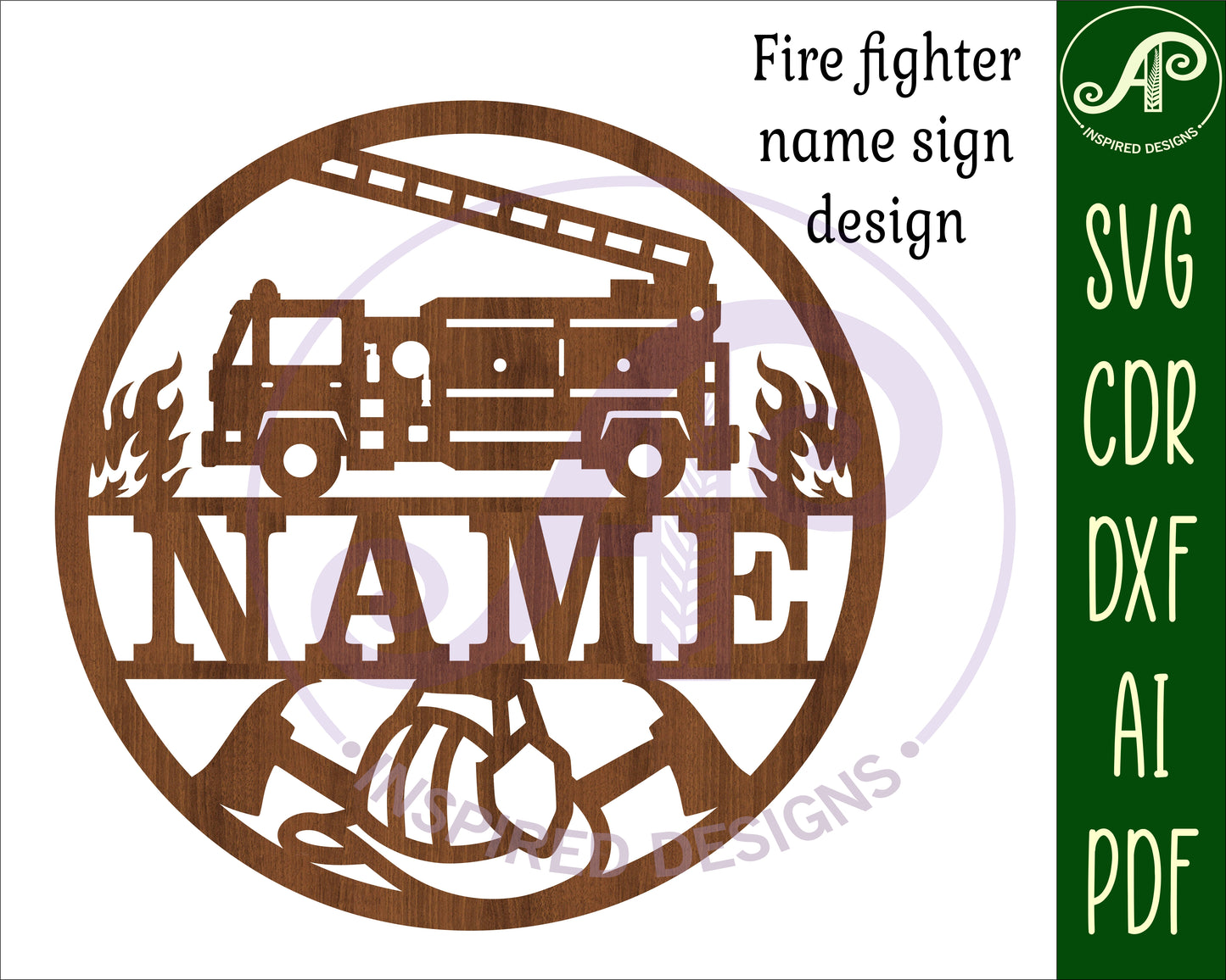 Fire fighter name wall sign. SVG / DXF / AI / PDF / CDR