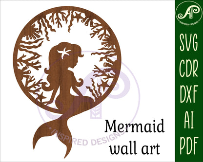 Mermaid wall sign design SVG / DXF / AI / PDF / CDR