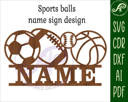 Sports balls shape name sign SVG / DXF / AI / PDF / CDR