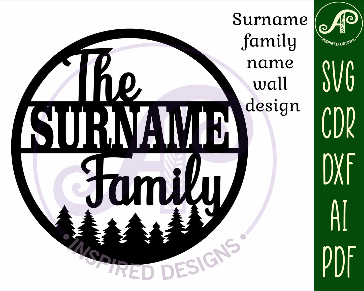 Family forest surname wall sign. SVG / DXF / AI / PDF / CDR