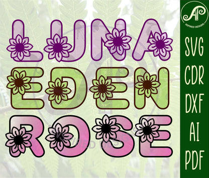 Flower alphabet letter set. 43 letter options