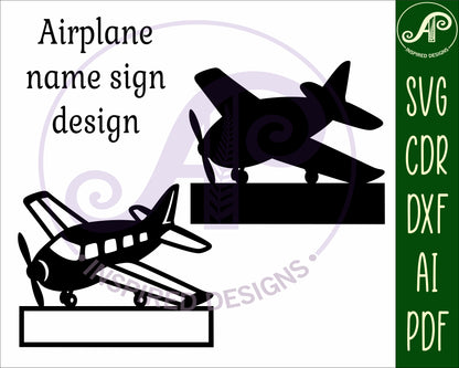 Airplane design shape name sign SVG / DXF / AI / PDF / CDR