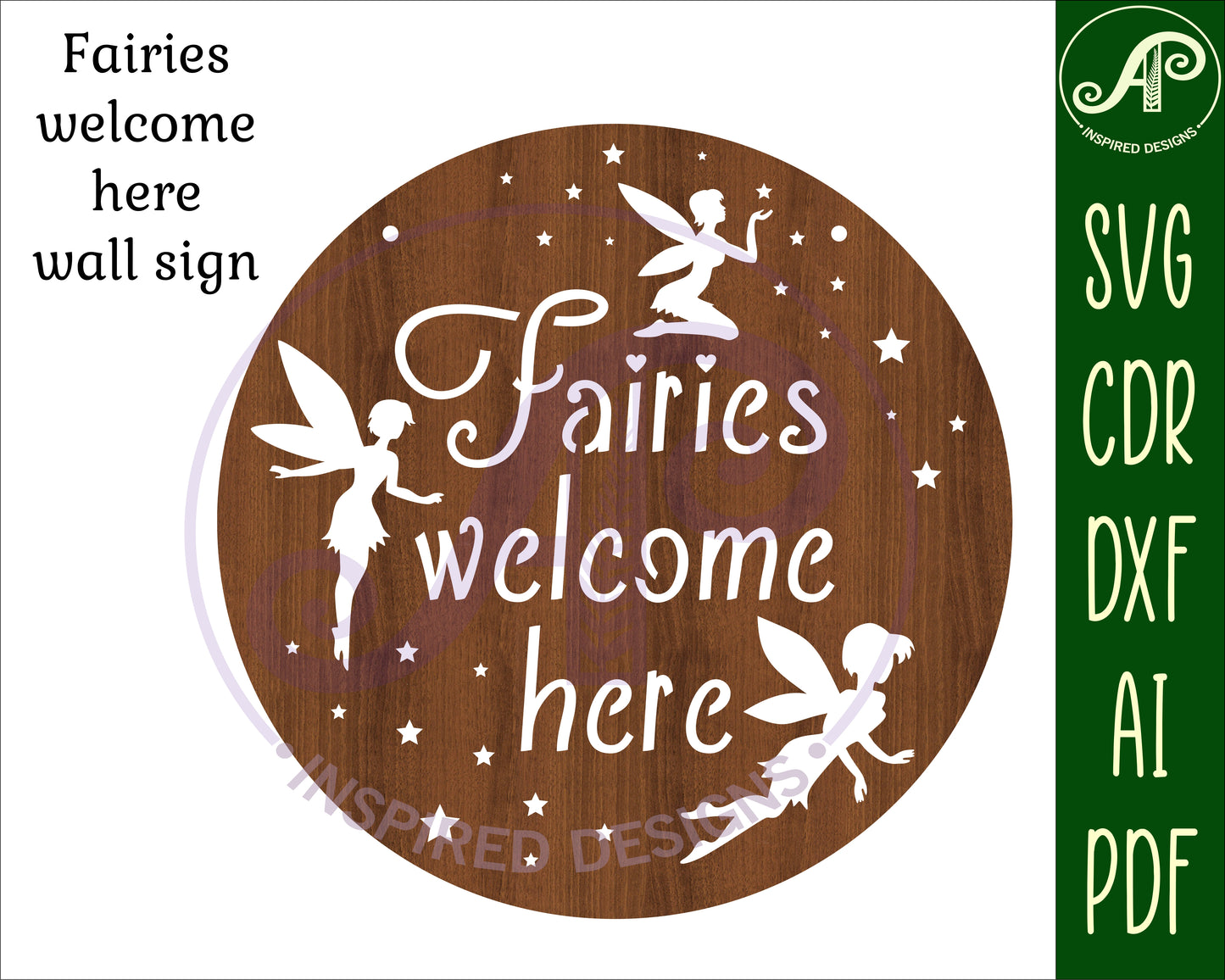 Fairies welcome here wall sign design SVG / DXF / AI / PDF / CDR