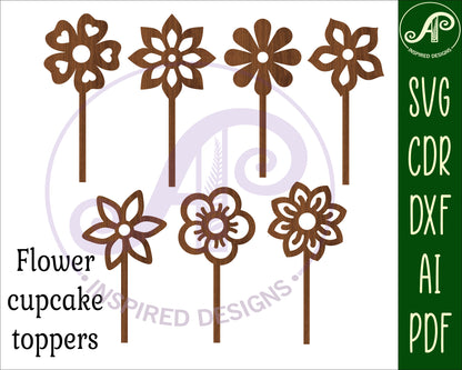 Flower cupcake topper design SVG / DXF / AI / PDF / CDR