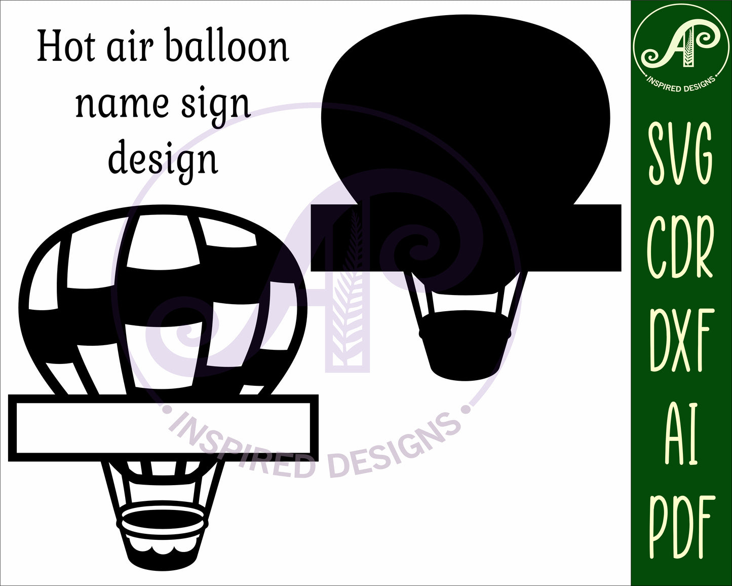 Hot air balloon design shape name sign SVG / DXF / AI / PDF / CDR