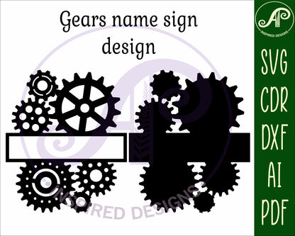 Gears design shape name sign SVG / DXF / AI / PDF / CDR