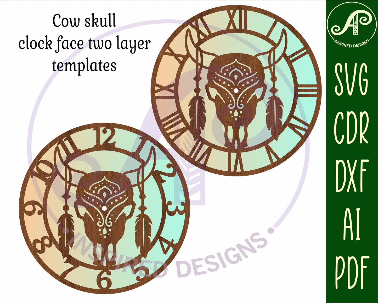 Cow skull wall clock template designs