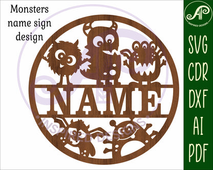 Monsters name wall sign. SVG / DXF / AI / PDF / CDR