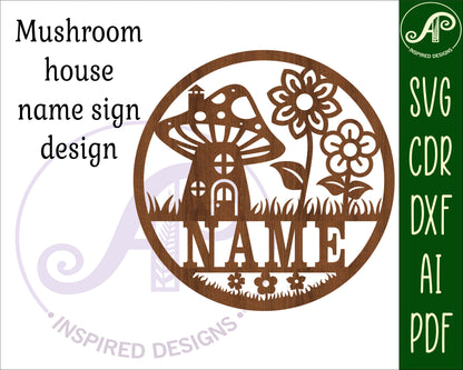 Mushroom hourse name wall sign. SVG / DXF / AI / PDF / CDR